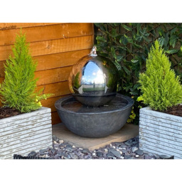 Tranquillity Sphere and Resin Base Solar Powered LED Water Feature - Size: 40 x 40 x 40cm - Grey - Wilko - thumbnail 3