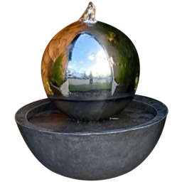 Tranquillity Sphere and Resin Base Solar Powered LED Water Feature - Size: 40 x 40 x 40cm - Grey - Wilko