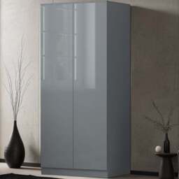 FWStyle Stora 2 Door Grey Gloss Wardrobe - Wilko - thumbnail 1