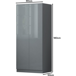 FWStyle Stora 2 Door Grey Gloss Wardrobe - Wilko - thumbnail 6
