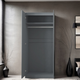 FWStyle Stora 2 Door Grey Gloss Wardrobe - Wilko - thumbnail 5