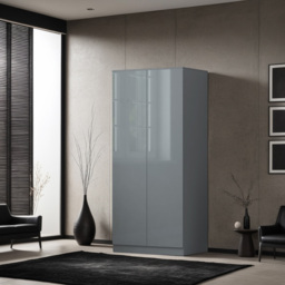 FWStyle Stora 2 Door Grey Gloss Wardrobe - Wilko - thumbnail 4