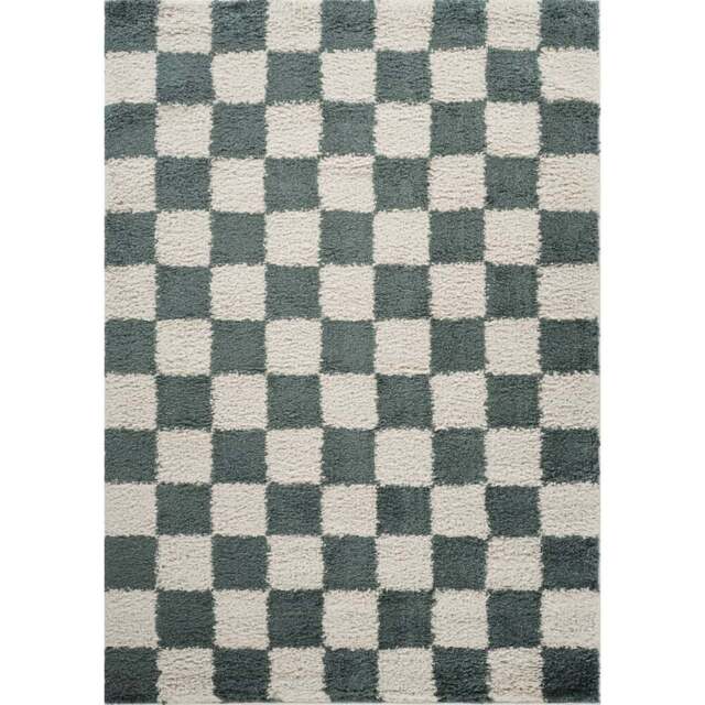 Desire Rugs Chester Jade Green Shaggy Checkered Rug 120 x 170cm - Size: 170 x 120 x 3cm - Wilko - image 1