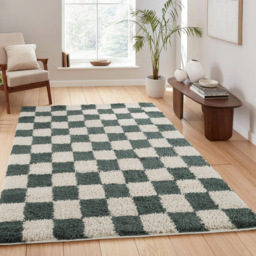 Desire Rugs Chester Jade Green Shaggy Checkered Rug 120 x 170cm - Size: 170 x 120 x 3cm - Wilko - thumbnail 3