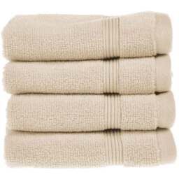 Allure Bath Fashions Luxury Zero Twist Egyptian Cotton Cream Face Cloth 4 Pack - Size: 30 x 30cm - Wilko