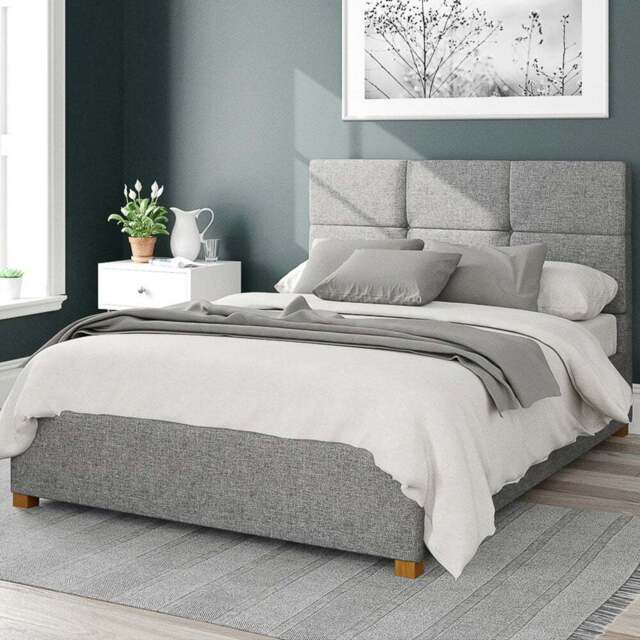 Aspire Caine Small Double Grey Saxon Twill Ottoman Bed - Aspire Beds - Wilko - image 1