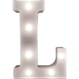 St Helens Battery Operated 3D LED Letter L Light - Size: 14 x 3 x 22cm - White - Wilko