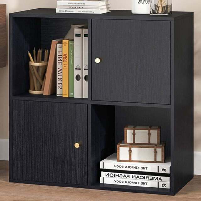 Costway 2 Door 2 Shelf Black Bookshelf - Wilko - image 1