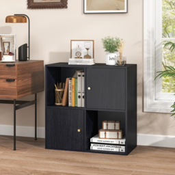 Costway 2 Door 2 Shelf Black Bookshelf - Wilko - thumbnail 4