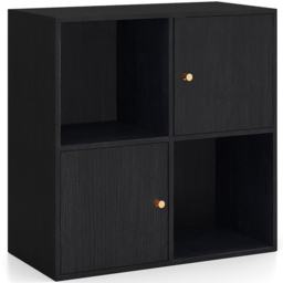 Costway 2 Door 2 Shelf Black Bookshelf - Wilko - thumbnail 3