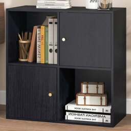 Costway 2 Door 2 Shelf Black Bookshelf - Wilko