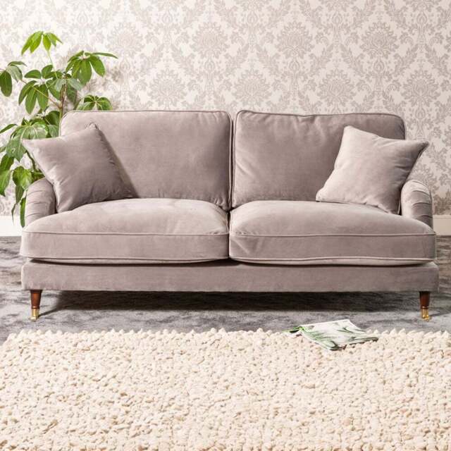 Mackenzie 3 Seater Grey Plush Velvet Sofa - Artemis Home - Wilko - image 1