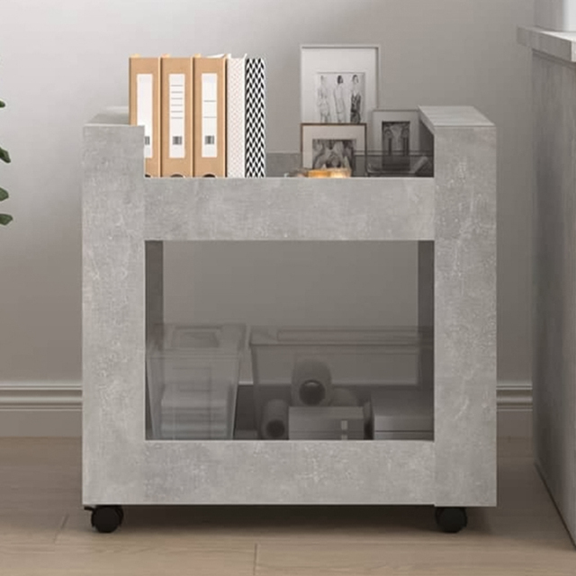vidaXL 2 Shelf Concrete Grey Wooden Desk Trolley - Size: 60 x 60 x 45cm - Wilko - image 1