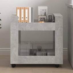 vidaXL 2 Shelf Concrete Grey Wooden Desk Trolley - Size: 60 x 60 x 45cm - Wilko - thumbnail 1