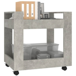 vidaXL 2 Shelf Concrete Grey Wooden Desk Trolley - Size: 60 x 60 x 45cm - Wilko - thumbnail 4