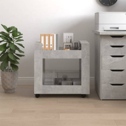vidaXL 2 Shelf Concrete Grey Wooden Desk Trolley - Size: 60 x 60 x 45cm - Wilko - thumbnail 5