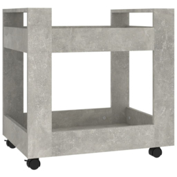 vidaXL 2 Shelf Concrete Grey Wooden Desk Trolley - Size: 60 x 60 x 45cm - Wilko - thumbnail 3