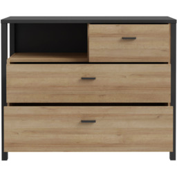 Florence High Rock 3 Drawer Matt Black and Riviera Oak Chest of Drawers - Furniture to Go - Wilko - thumbnail 7