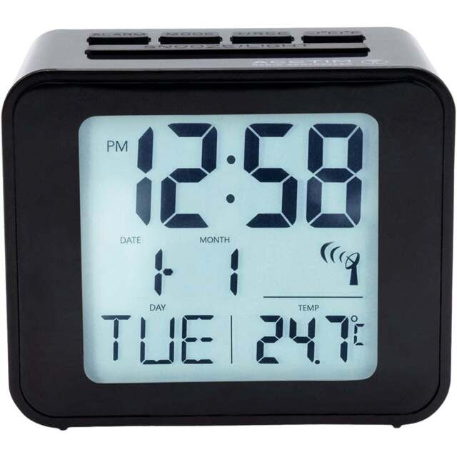 Acctim Cole RC Black Digital Alarm Clock - Size: 4 x 7.2 x 6cm - Wilko - image 1