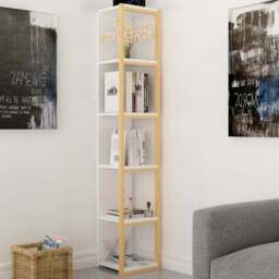 Decorotika Texas 5 Shelf Gold and White Bookshelf - Size: 180 x 30 x 30cm - Multi - Wilko