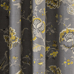V&A Palampore Trail Grey Lined Blackout Pencil Pleat Curtains 168 x 137cm - Size: W 168 x D 138cm - Wilko - thumbnail 4