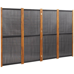 vidaXL Black Wooden 4 Panel Room Divider 280 x 180cm - Size: 4 Panels - Wilko