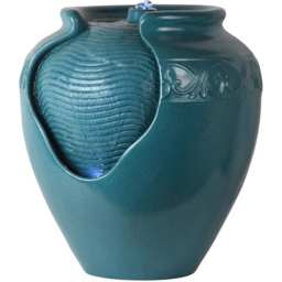 Teamson Home Teal Outdoor Glazed Pot Floor Fountain with LED Light - Size: 43.0 x 39.0 x 39.0cm - Green - Wilko - thumbnail 4