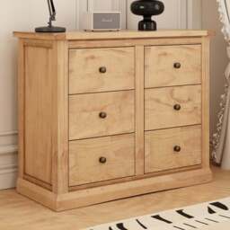 Cabinet Bits Lucca 6 Drawer Brown Brass Knob Chest of Drawers - Wilko - thumbnail 1
