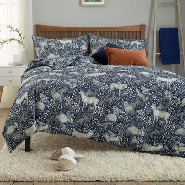 Deyongs Woodland Folk King Size Navy Reversible Duvet Set - Blue - Wilko - image 1