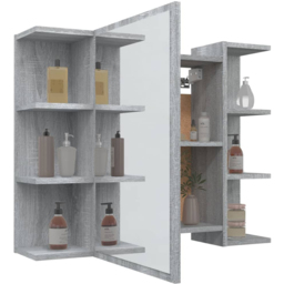 vidaXL Single Door 6 Shelf Grey Sonoma Wall Mounted Mirrored Bathroom Cabinet - Size: 64 x 80 x 20.5cm - Wilko - thumbnail 4