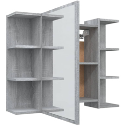 vidaXL Single Door 6 Shelf Grey Sonoma Wall Mounted Mirrored Bathroom Cabinet - Size: 64 x 80 x 20.5cm - Wilko - thumbnail 5