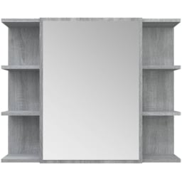 vidaXL Single Door 6 Shelf Grey Sonoma Wall Mounted Mirrored Bathroom Cabinet - Size: 64 x 80 x 20.5cm - Wilko - thumbnail 6
