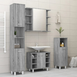 vidaXL Single Door 6 Shelf Grey Sonoma Wall Mounted Mirrored Bathroom Cabinet - Size: 64 x 80 x 20.5cm - Wilko - thumbnail 7