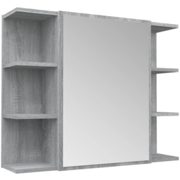 vidaXL Single Door 6 Shelf Grey Sonoma Wall Mounted Mirrored Bathroom Cabinet - Size: 64 x 80 x 20.5cm - Wilko - thumbnail 3