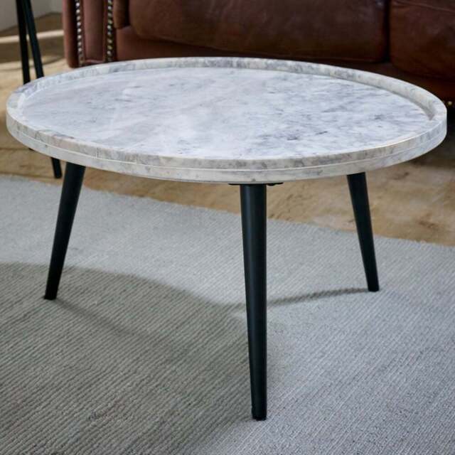 Brooklyn Opal White Marble Top Round Coffee Table - Brown - Wilko - image 1