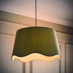 ValueLights Mabel Scalloped Bottom Sage Green Linen Large Shade - Size: 25.5 x 45 x 45cm - Wilko - thumbnail 3