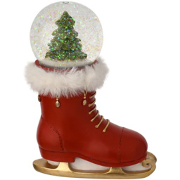 The Seasonal Gift Co Regal Tidings Red Ice Skate Snow Globe with Christmas Tree Decoration 12cm - Size: 12 x 16 x 8cm - The Seasonal Gift Co. - Wilko - thumbnail 3