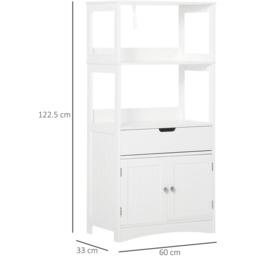 Kleankin 2 Door Single Drawer White Floor Cabinet - Size: 60 x 33 x 122.5cm - Wilko - thumbnail 6