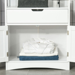 Kleankin 2 Door Single Drawer White Floor Cabinet - Size: 60 x 33 x 122.5cm - Wilko - thumbnail 4