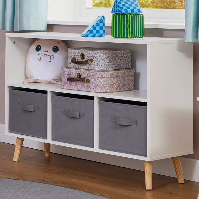Liberty House Toys Kids Shelf and Fabric Bins Storage - White - Wilko - image 1