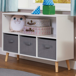 Liberty House Toys Kids Shelf and Fabric Bins Storage - White - Wilko