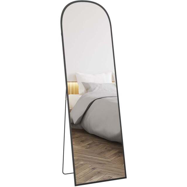 Portland Black Frame Aluminium Alloy Full Length Floor Mirror 161.5 x 50cm - Size: 160 x 50cm - Wilko - image 1