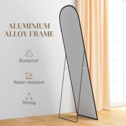 Portland Black Frame Aluminium Alloy Full Length Floor Mirror 161.5 x 50cm - Size: 160 x 50cm - Wilko - thumbnail 7