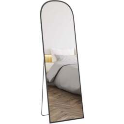 Portland Black Frame Aluminium Alloy Full Length Floor Mirror 161.5 x 50cm - Size: 160 x 50cm - Wilko