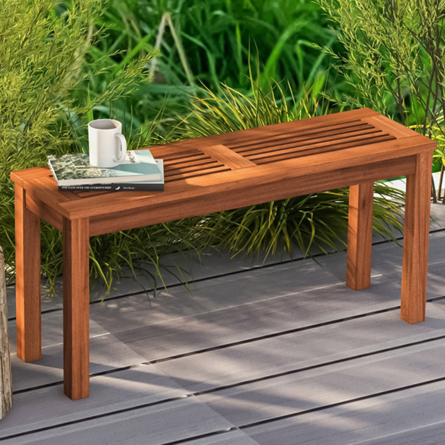 Costway 2 Seater Wooden Garden Bench - Size: 108 x 37 x 12cm - Multi - Wilko - image 1