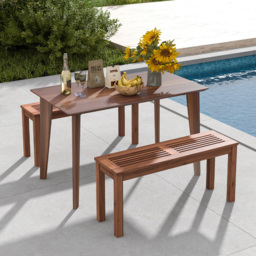Costway 2 Seater Wooden Garden Bench - Size: 108 x 37 x 12cm - Multi - Wilko - thumbnail 6