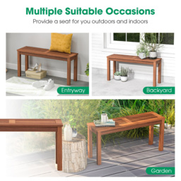 Costway 2 Seater Wooden Garden Bench - Size: 108 x 37 x 12cm - Multi - Wilko - thumbnail 7
