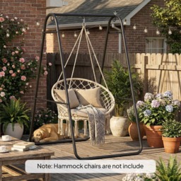 Outsunny Black Hanging Hammock Chair Stand - Size: 183 x 132 x 104cm - Wilko - thumbnail 4