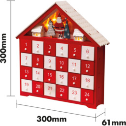 St Helens Red and White Wooden Advent Calendar - Size: 6 x 30 x 30cm - Multi - Wilko - thumbnail 6