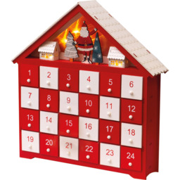 St Helens Red and White Wooden Advent Calendar - Size: 6 x 30 x 30cm - Multi - Wilko - thumbnail 1
